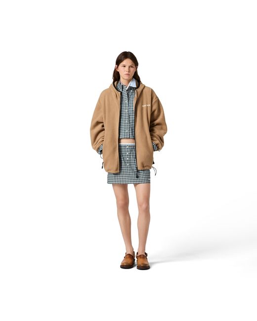 Miu Miu Natural Cotton Fleece Zipper Hoodie
