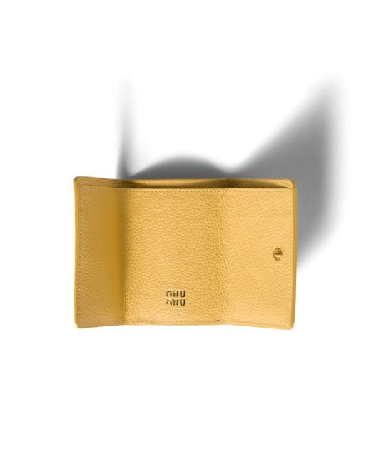 Miu Miu Yellow Small Leather Wallet
