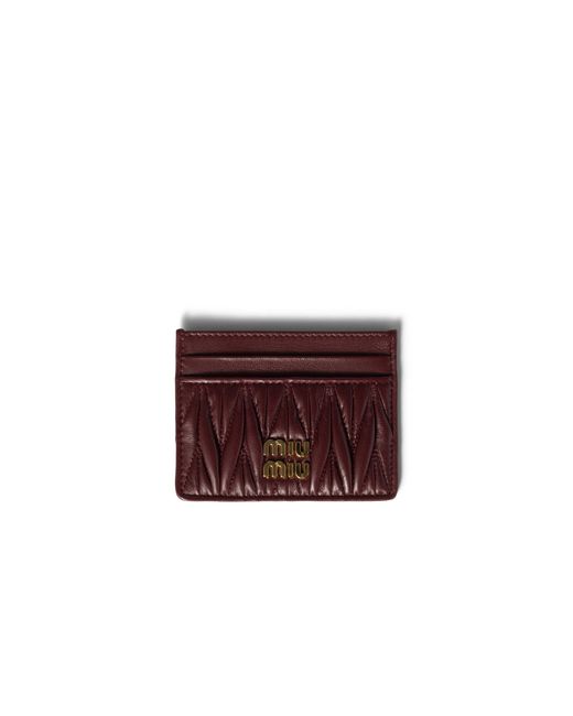 Miu Miu Purple Matelassé Nappa Leather Card Holder