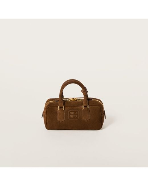 Miu Miu Brown Arcadie Padded Suede Top-Handle Bag