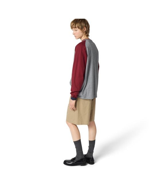 Miu Miu Red Cotton Jersey Henley Shirt