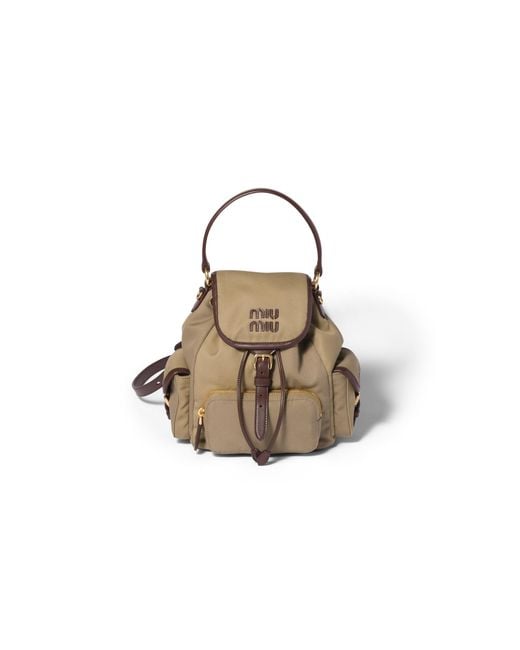 Miu Miu Brown Chino And Leather Backpack