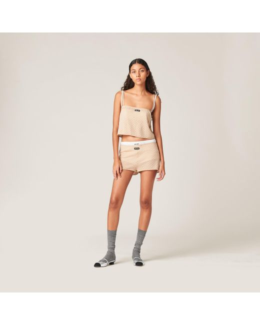 Miu Miu Natural Cashmere And Silk Shorts