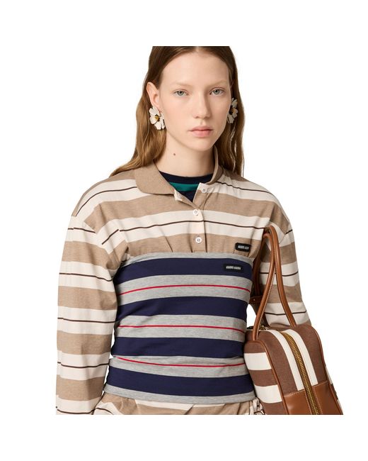 Miu Miu Natural Cotton Jersey Polo Shirt