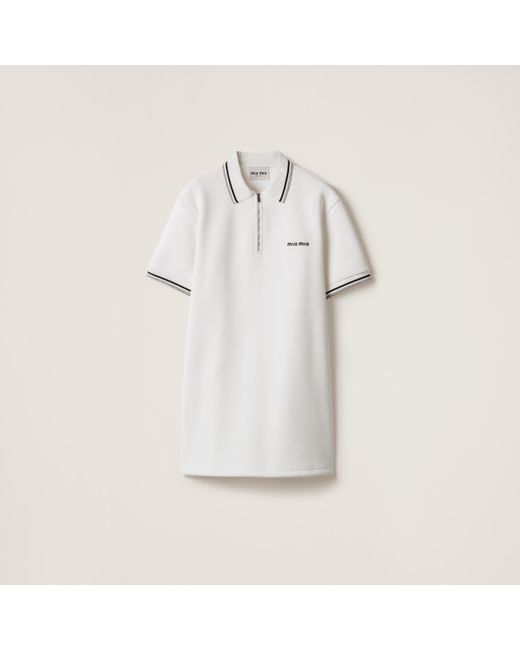 Miu Miu White Bonded Piqué And Technical Jersey Dress
