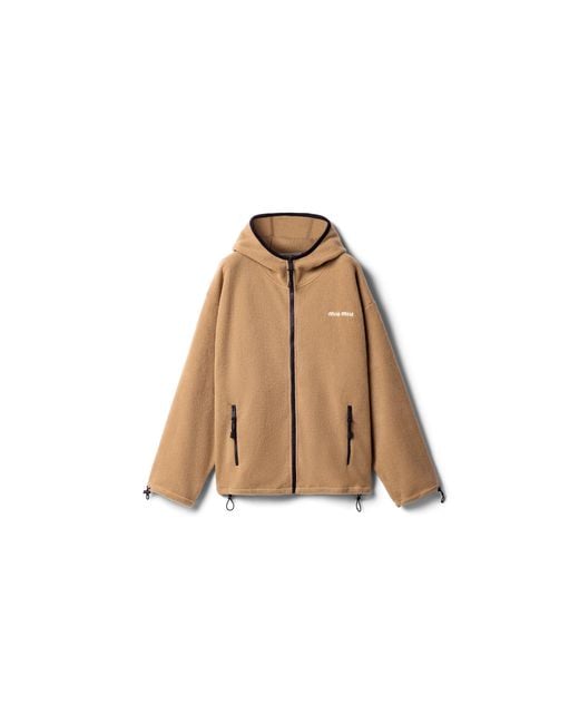 Miu Miu Natural Cotton Fleece Zipper Hoodie