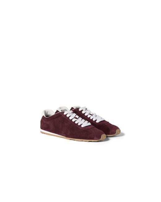 Miu Miu Brown Plume Suede Sneakers