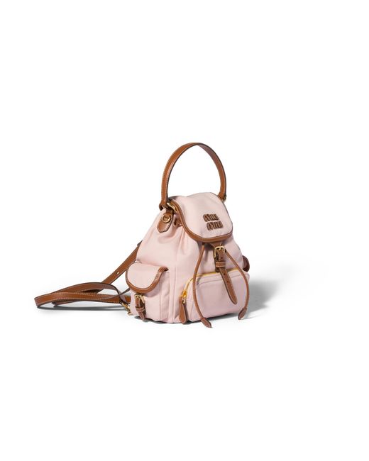 Miu Miu Pink Canvas And Leather Backpack