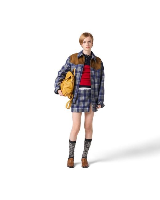 Miu Miu Blue Checked Miniskirt