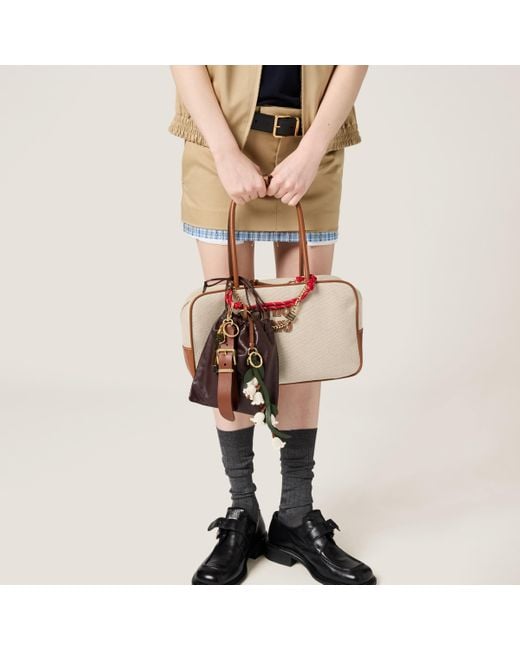 Miu Miu Pink Beau Canvas And Leather Bag