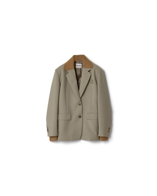 Miu Miu Natural Single-Breasted Kid Mohair Jacket