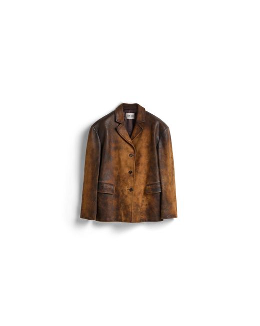 Miu Miu Brown Waxed Suede Leather Jacket