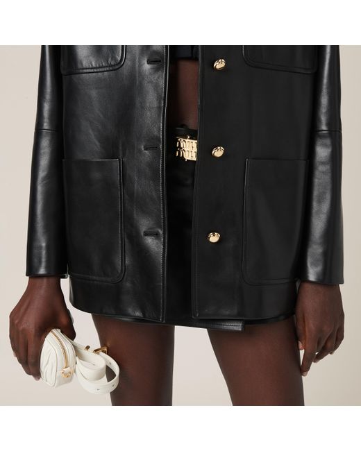 Miu Miu Black Nappa Leather Miniskirt