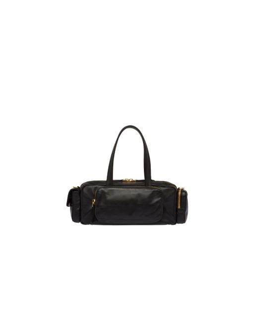 Miu Miu Black Nappa Leather Pocket Top-Handle Bag