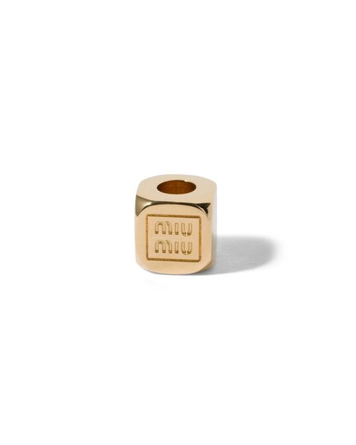 Miu Miu White Enameled Metal Dice Charm