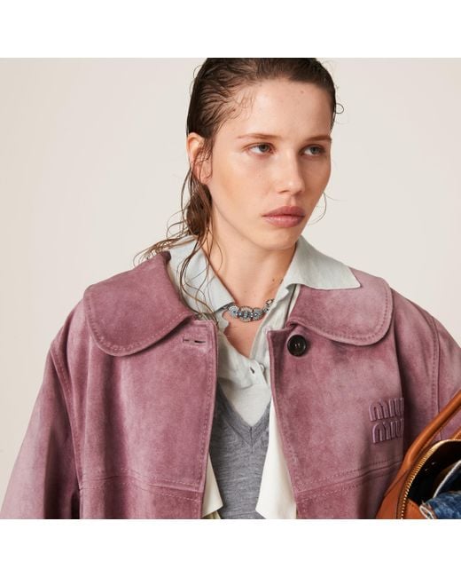Pink suede coat online