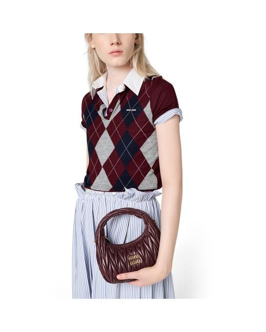Miu Miu Brown Wander Matelassé Nappa Leather Hobo Bag