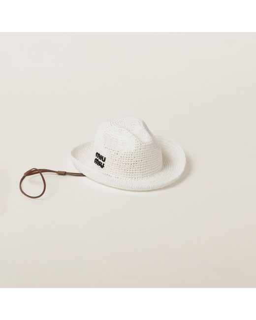 Miu Miu White Woven Fabric Hat