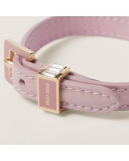 Miu Miu Pink Leather Bracelet