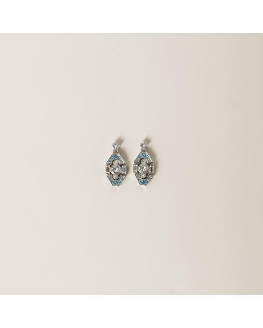 Miu Miu Natural Metal Earrings With Crystals