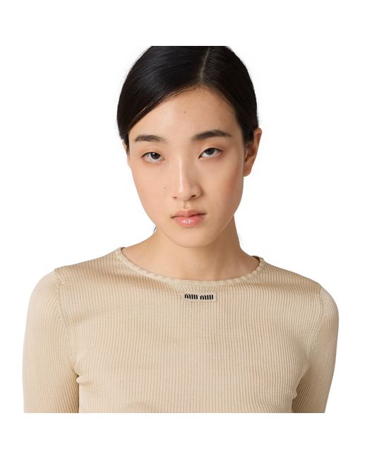 Miu Miu Natural Silk Crew-Neck Sweater