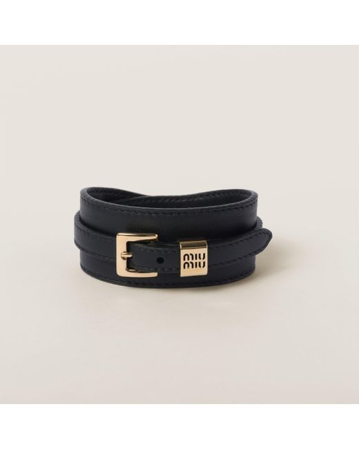Miu Miu Black Leather Bracelet