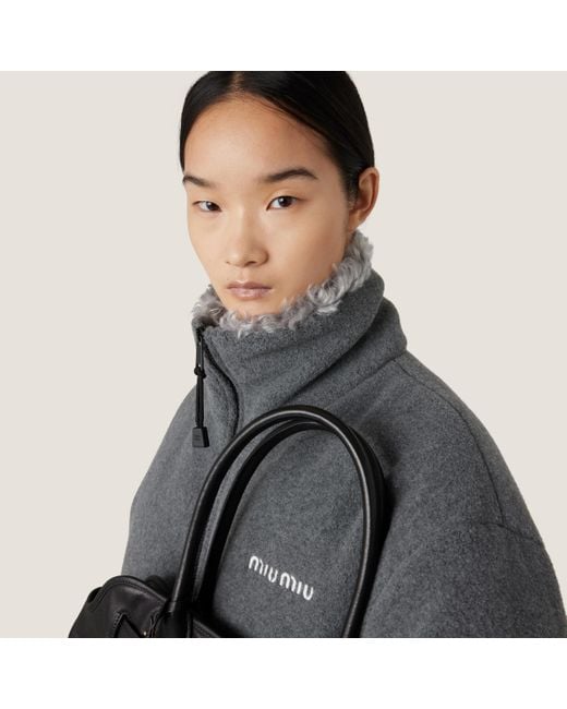 Miu Miu Gray Fleece Down Jacket