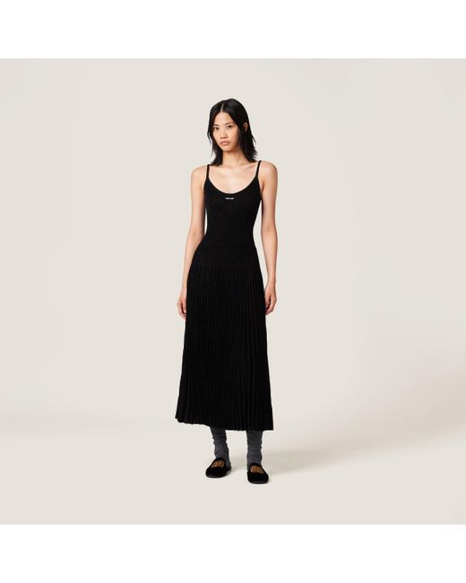 Miu Miu Black Dress With Logo