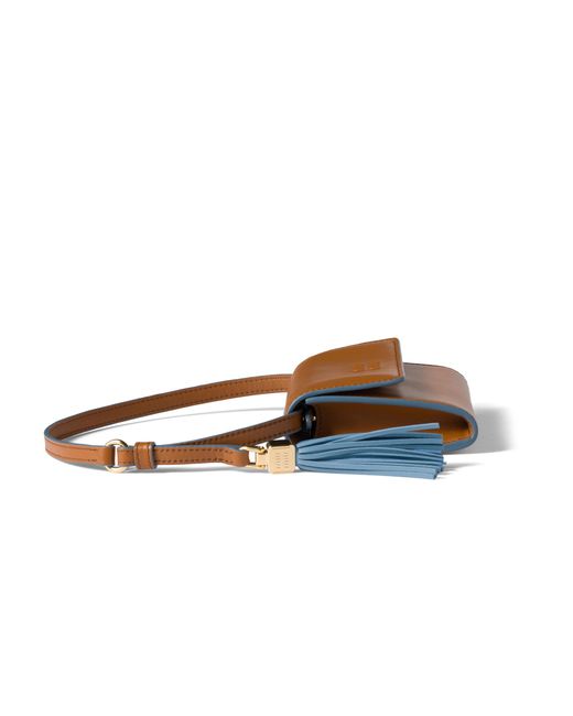 Miu Miu Brown Leather Wallet With Shoulder Strap