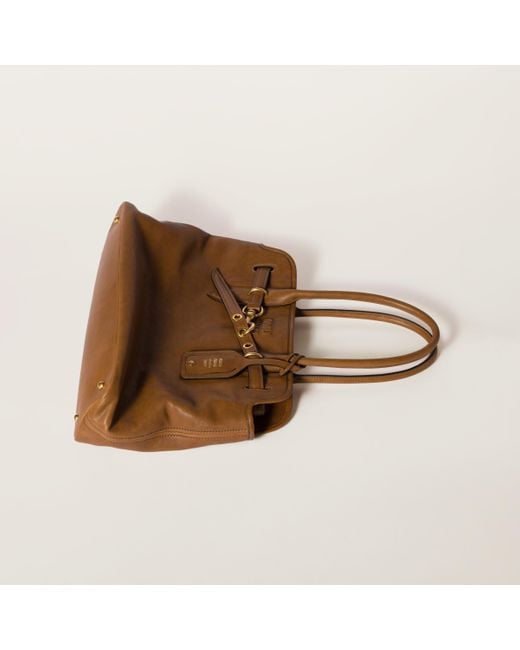 Miu Miu Aventure Nappa Leather Bag in Brown | Lyst
