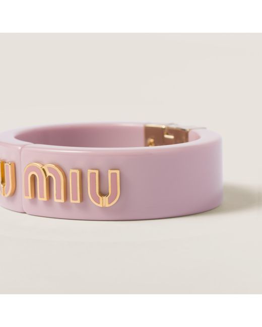 Miu Miu Pink Plexiglas And Metal Bracelet