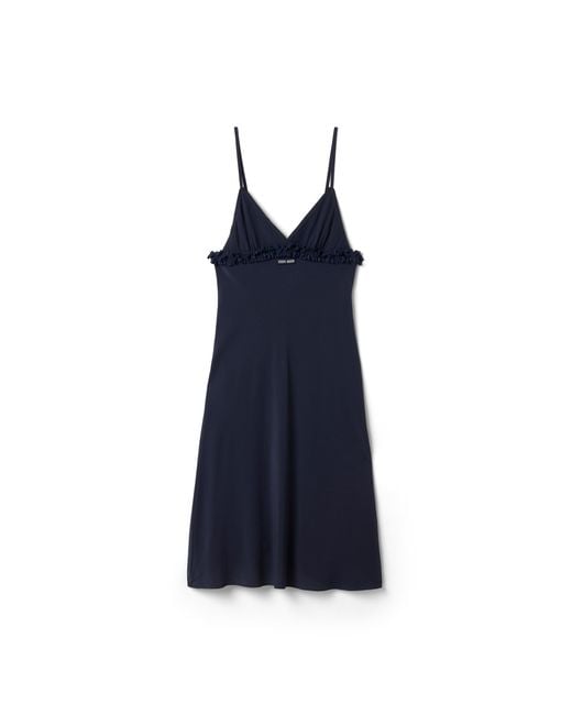 Miu Miu Blue Embroidered Marocain Crepe Dress