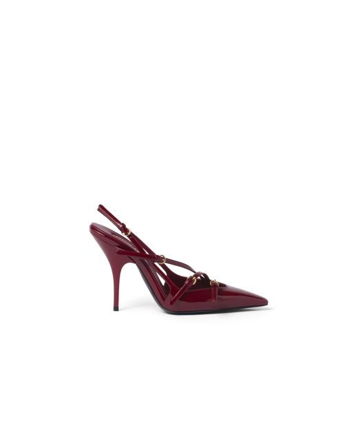 Miu Miu Red Patent Leather Slingbacks With Buckles
