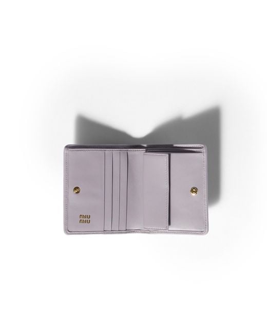Miu Miu Purple Small Matelassé Nappa Leather Wallet
