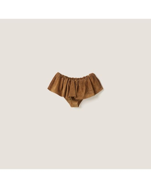 Miu Miu Brown Suede Nappa Leather Skirt