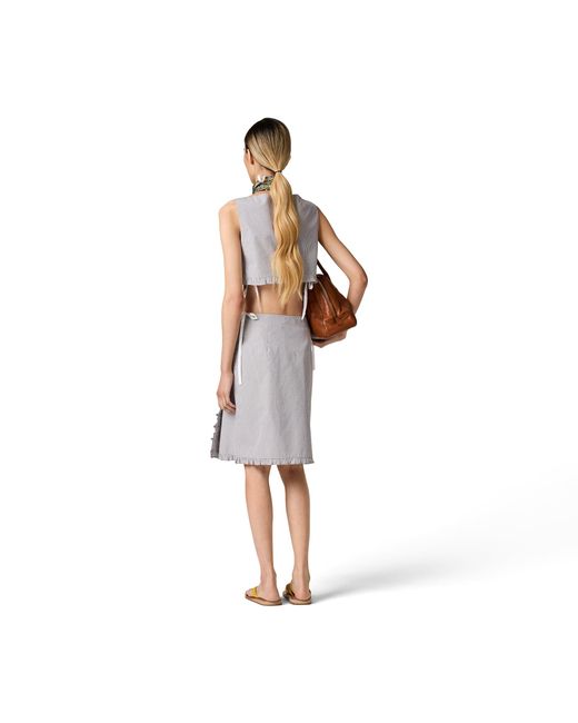 Miu Miu Gray Ruched Check Skirt