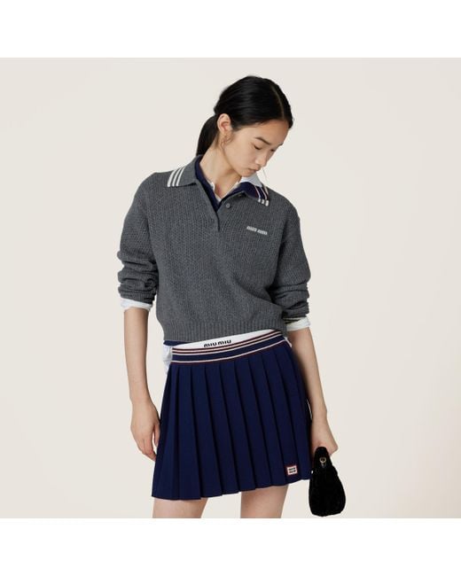 Miu Miu Black Wool And Cashmere Polo Sweater