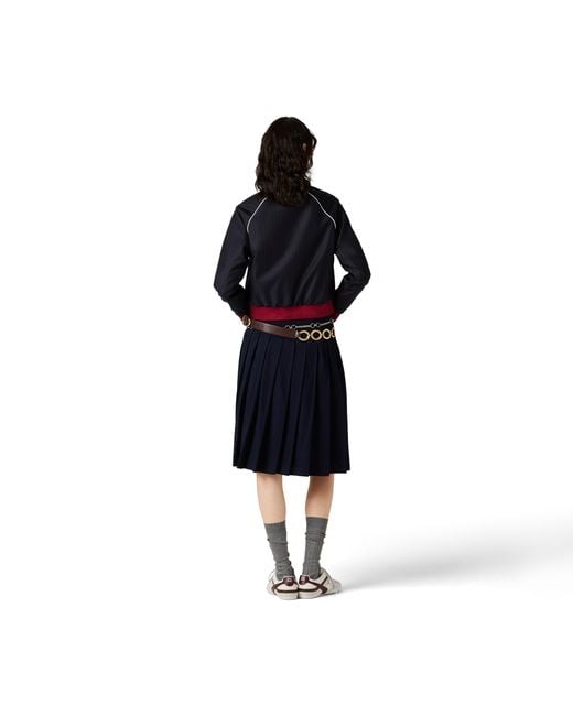 Miu Miu Blue Pleated Garment-Dyed Jersey Skirt
