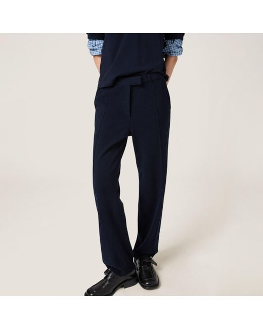 Miu Miu Blue Wool And Cashmere Pants