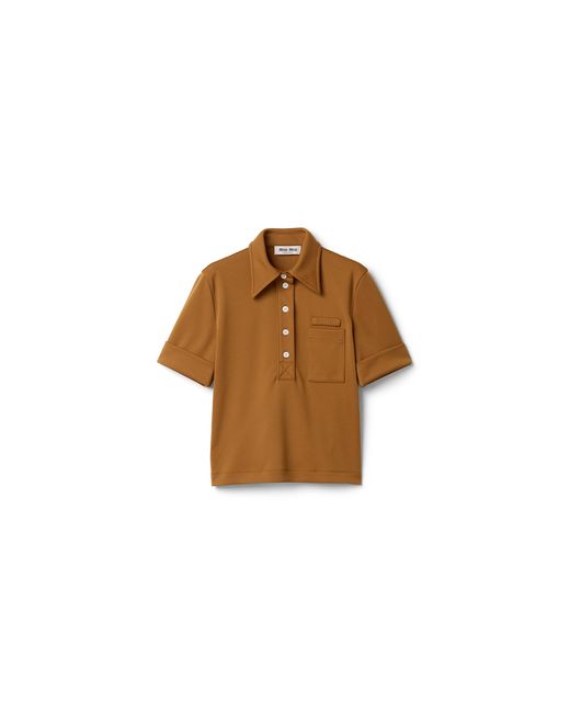 Miu Miu Brown Technical Jersey Polo Shirt