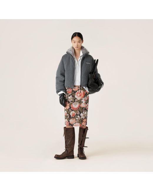 Miu Miu Gray Fleece Down Jacket