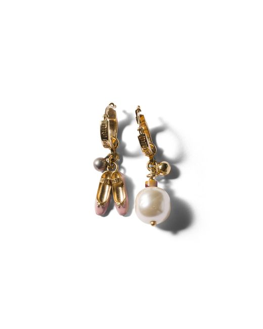 Miu Miu Metallic Metal Pendant Earrings