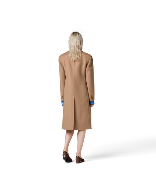 Miu Miu Brown Single-Breasted Double Cashmere Coat