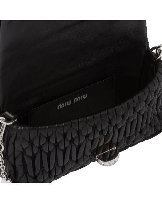 Miu Miu Black Miu Crystal Nappa Leather And Crystal Mini-bag