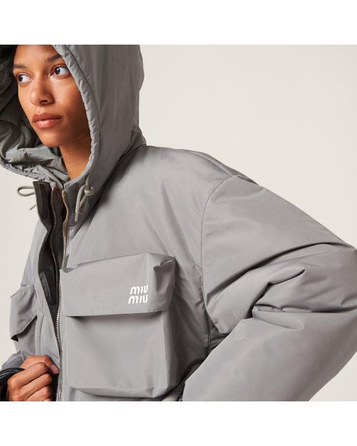 Miu Miu Gray Technical Fabric Blouson Jacket