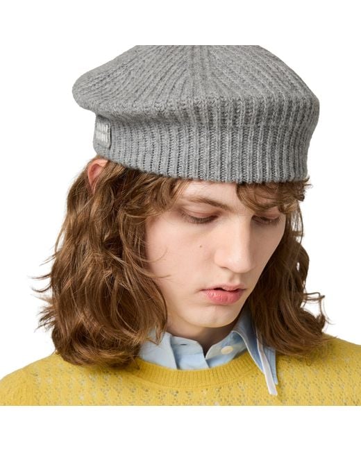 Miu Miu Gray Wool And Cashmere Beret