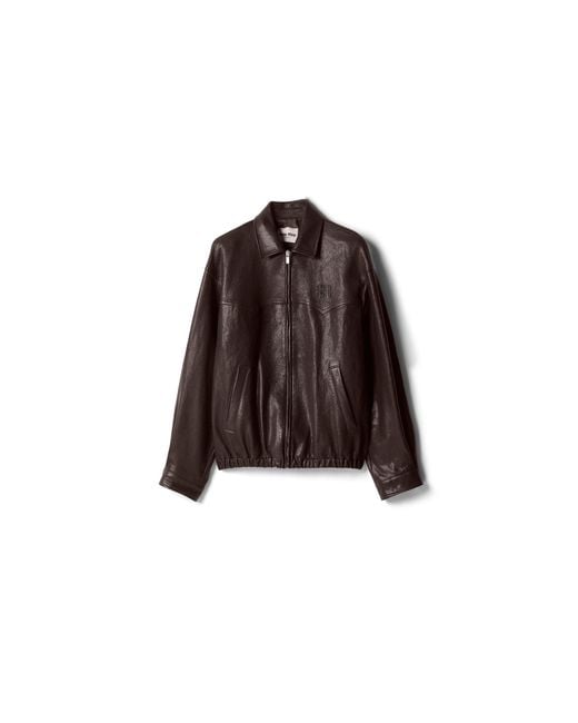 Miu Miu Brown Leather Blouson Jacket