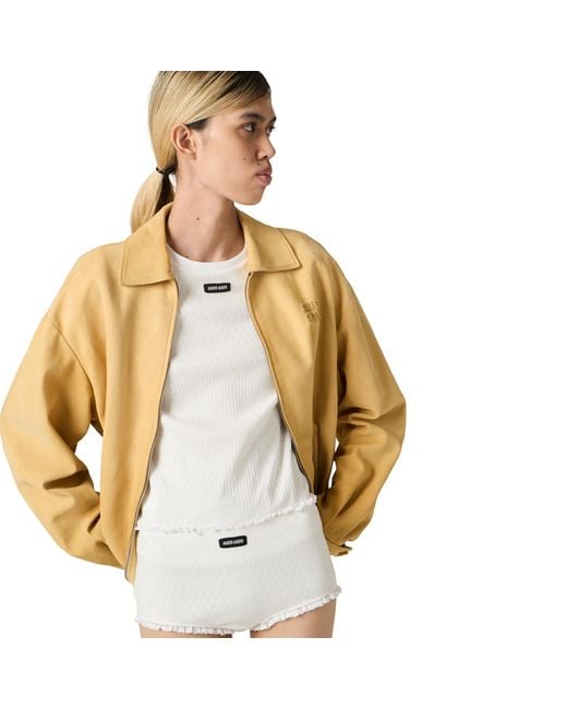 Miu Miu Natural Waxed Suede Blouson Jacket