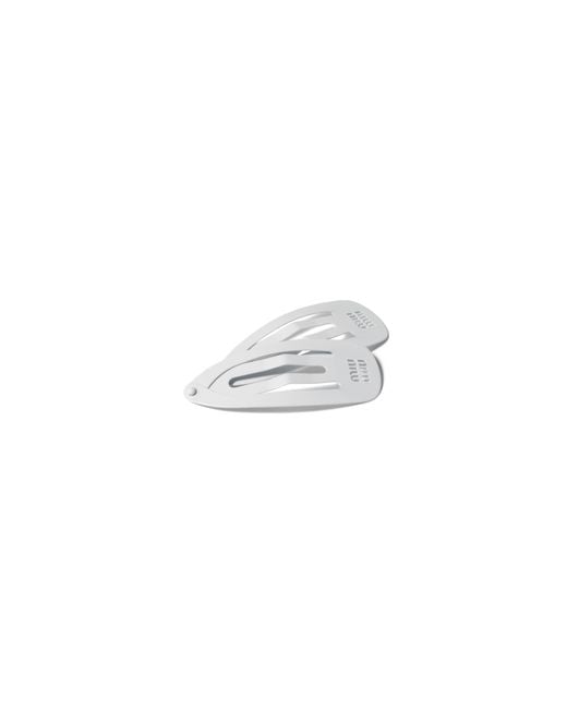 Miu Miu White Metal Hair Clips