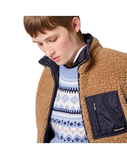 Miu Miu Brown Teddy Down Vest With Technical Pongé